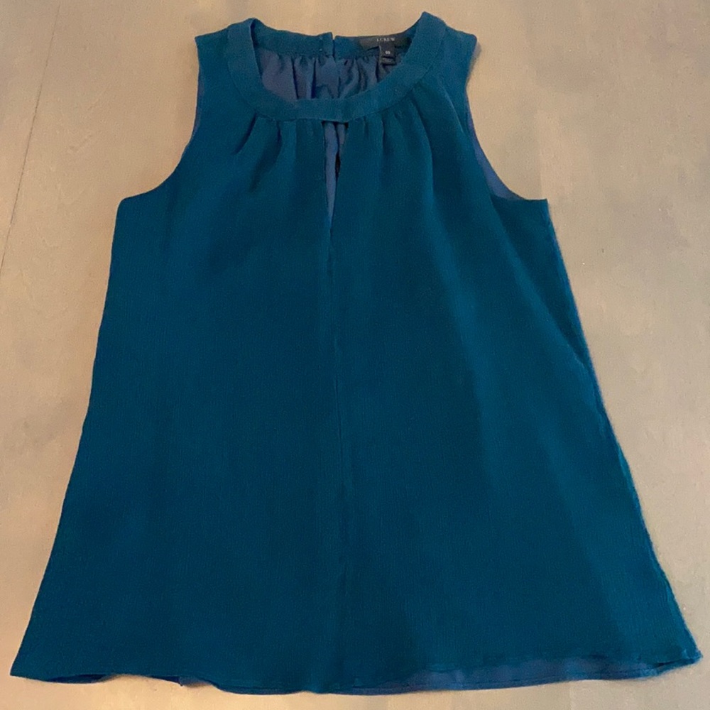 J Crew crepe teal/ deep green sleeveless blouse 00